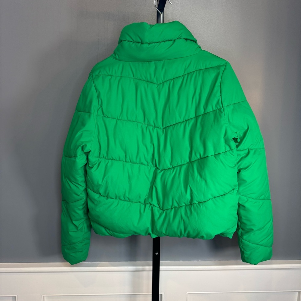 Abercrombie & Fitch Green‎ Cropped Puffer Jacket Zip Quilted Medium - Picture 11 of 13